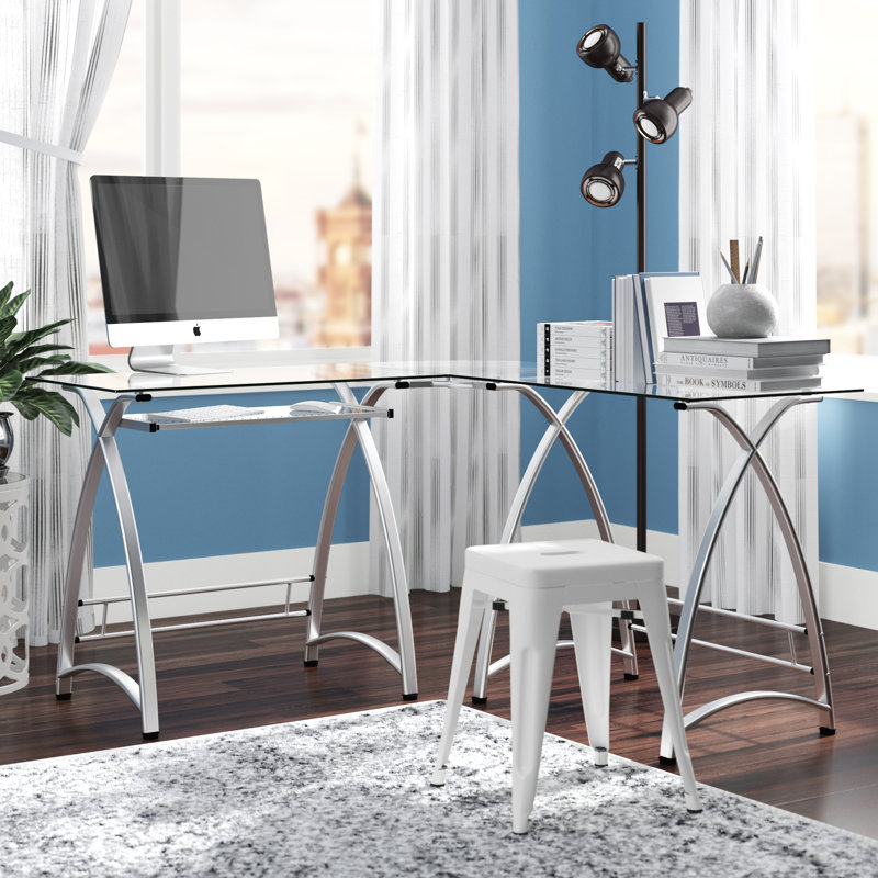 Latitude Run® Cloer Glass LShape Desk & Reviews Wayfair